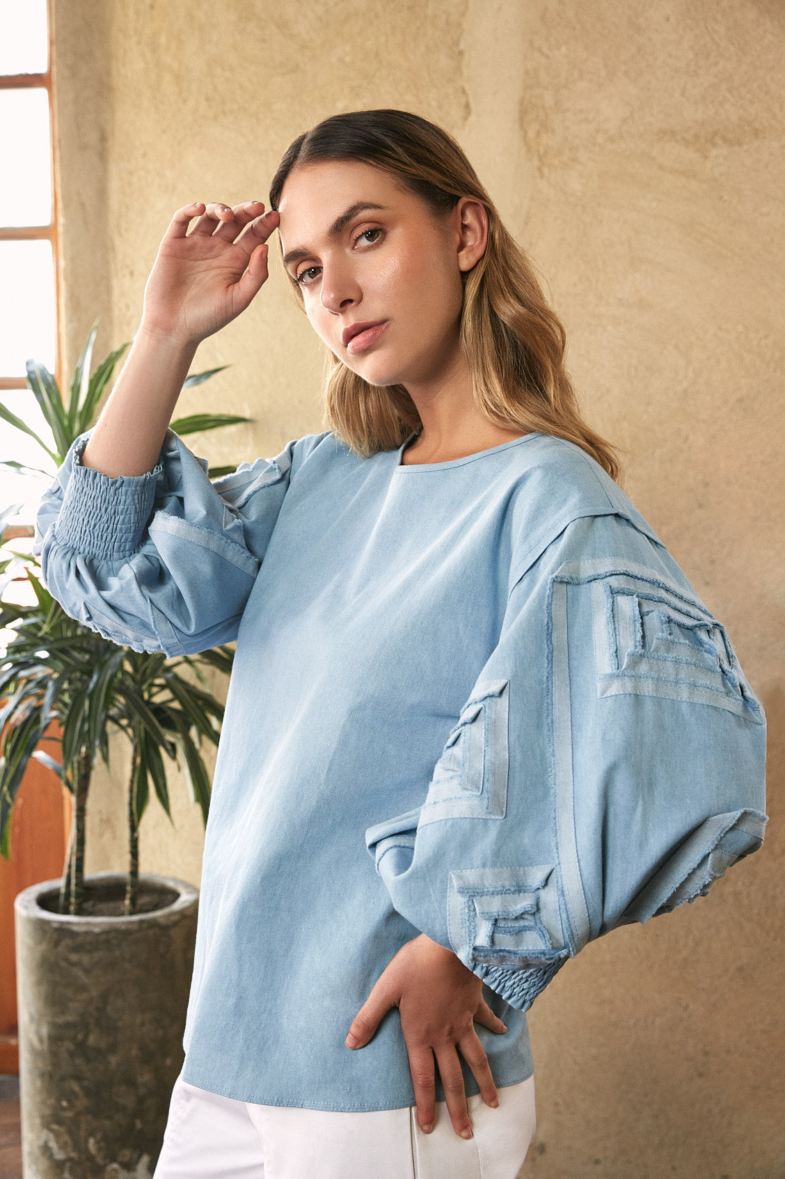 BLUSA MANGAS ESPIRALES / DENIM