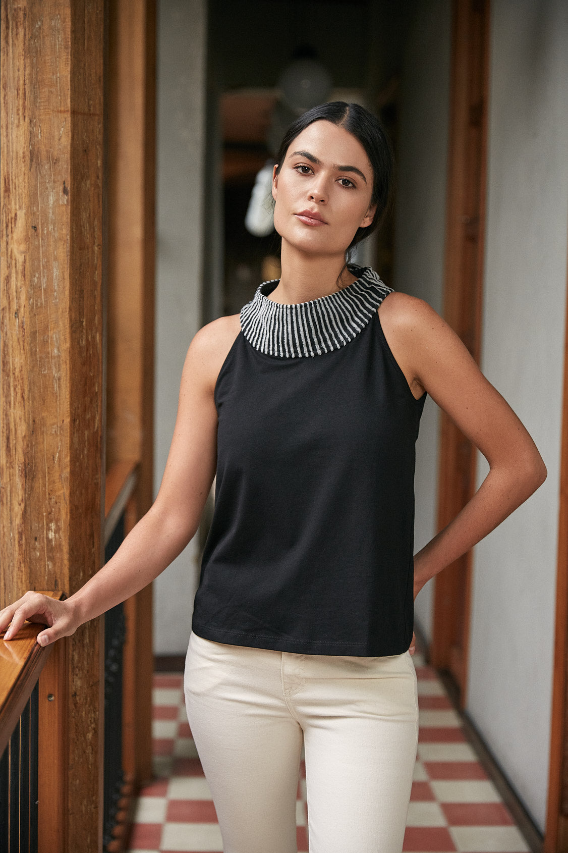CAMISETA SISA / CUELLO TIRAS / DENIM