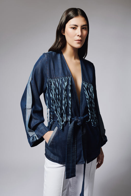 CHAQUETA FLECOS DENIM AZUL